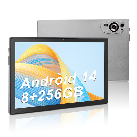 Android 14 Tablet, 10.1 Inch Android Tablets 8GB RAM 256GB ROM 128GB Expand, 1920*1080 IPS Screen Ten-Core Processor 8MP+20MP Dual Camera, Bluetooth WiFi Tablets for Kids, GMS, Gray