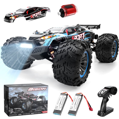 Brushless RC Car 1/10 4X4 68 km/h All Terrains RC Truck, High Speed 4WD Remote Control Off-Road RC Drift Car, Electric Car Gift for Adults Boys, 2pcs 2200 mah Batteries
