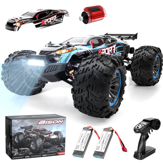 Brushless RC Car 1/10 4X4 68 km/h All Terrains RC Truck, High Speed 4WD Remote Control Off-Road RC Drift Car, Electric Car Gift for Adults Boys, 2pcs 2200 mah Batteries