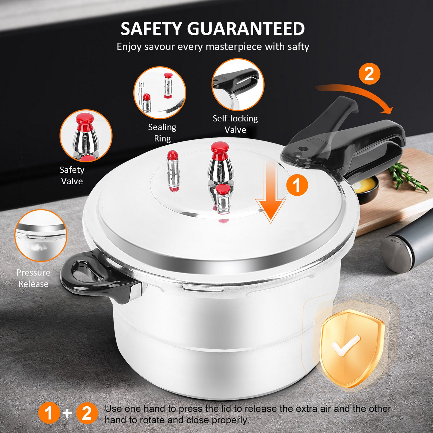 Pressure Cooker Aluminum Alloy High Explosion Proof High Temp Resisting For Gas Stove Induction Cooker