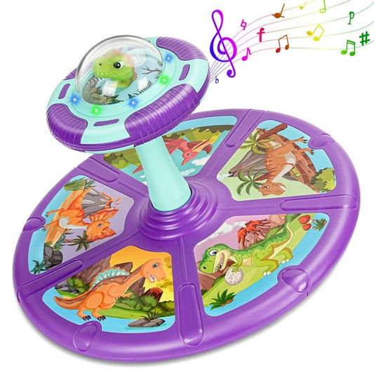 Dinosaur Sit and Spin Toys for Toddler Boys Age 1 2 3 with LED & Music, Birthday Christmas Gift for Boy Girl Age 2-4, 18+ Months