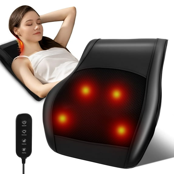 Back Neck Massager with Heat 3D Kneading Back Massage Pillow for Shoulder Neck Deep Tissue, 3 Mode, Gifts for Mom, Dad, Women, Black