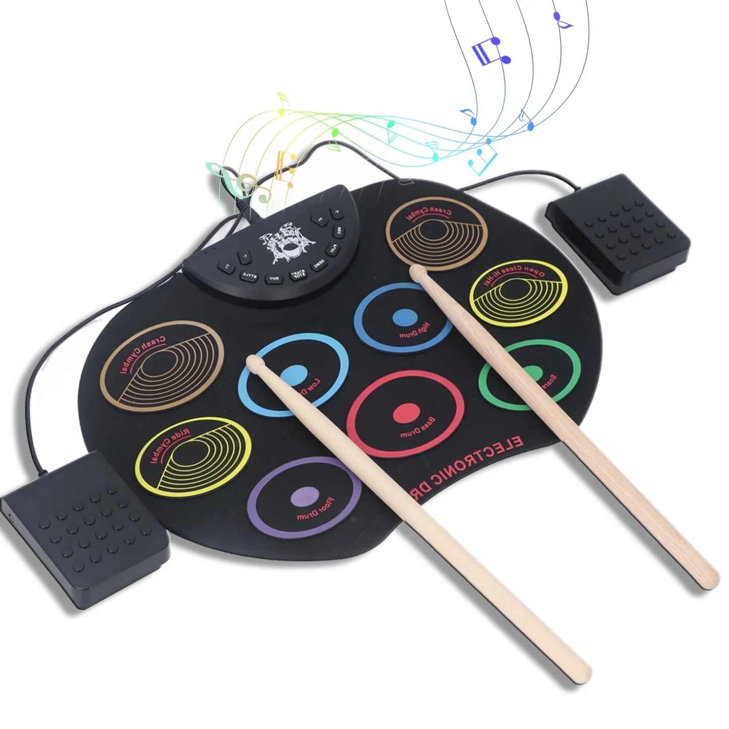 Electronic Drum for Kids 9 Pads Silent Electric Drum Pad with Drumsticks Pedals Speaker Headphone Jack