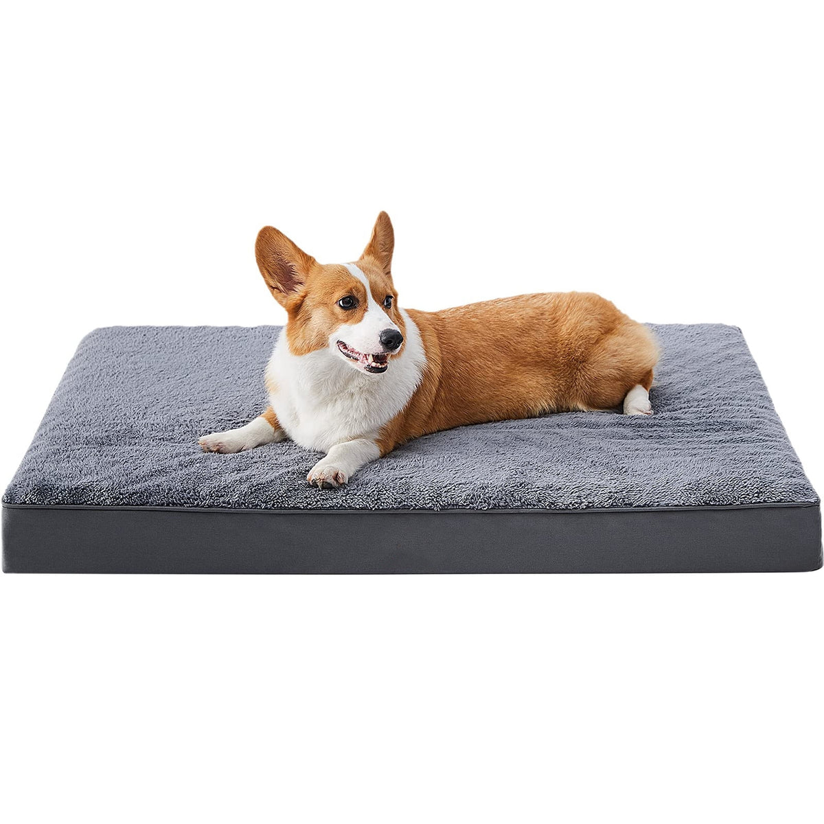 Orthopedic Dog Bed with Waterproof Removable Cover, Non-Slip Bottom, Washable Plush Crate Mat for Small & Medium Dogs, Senior Pets