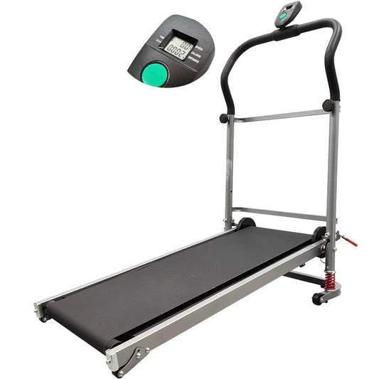 Eotvia Manual Treadmill, Non Electric Treadmill with Flywheels Transport Wheels, Compact Folding Treadmill Exercise Machine Fitness Exercise Equipment for Home Walking Jogging Running Cardio Training