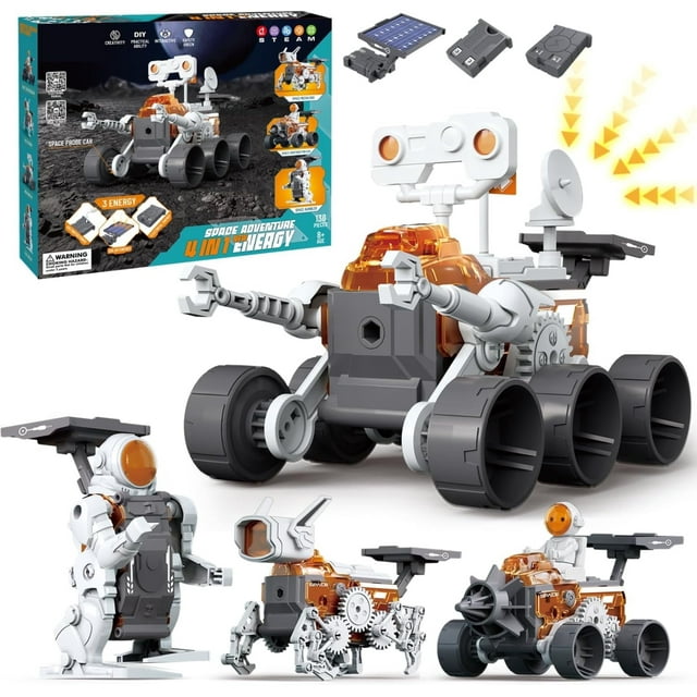 FAGINEY 4-in-1 Building Science STEM Kits, Solar Robot Toys for Kids Ages 8-14+, STEM Projects DIY Space Toys Birthday Christmas Gifts for Boys Girls Ages 8-16 Teens