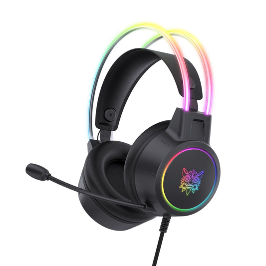 Gaming Headset with Microphone, RGB Rainbow Gaming Headphones for PC PS4 PS5 Laptop, Wired 3.5mm Audio Over Ear Headphone for Kids Adults, Stereo Surround Sound, Noise Canceling Mic, Black
