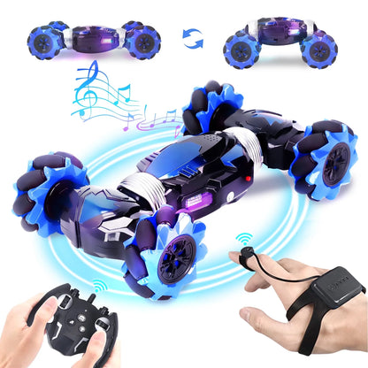 Gesture Sensing Remote Control Car for Kids Boys Gesture Sensor RC Stunt Car with Lights & Music , Blue
