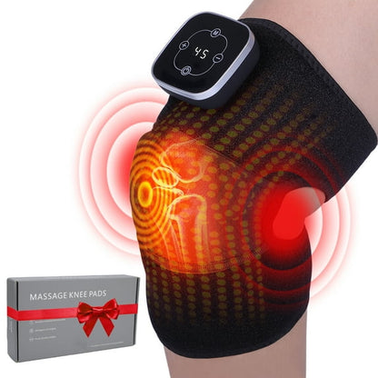 Heated Knee Brace Cordless Rechargeable Vibration Massage Knee Brace for Shoulder Black