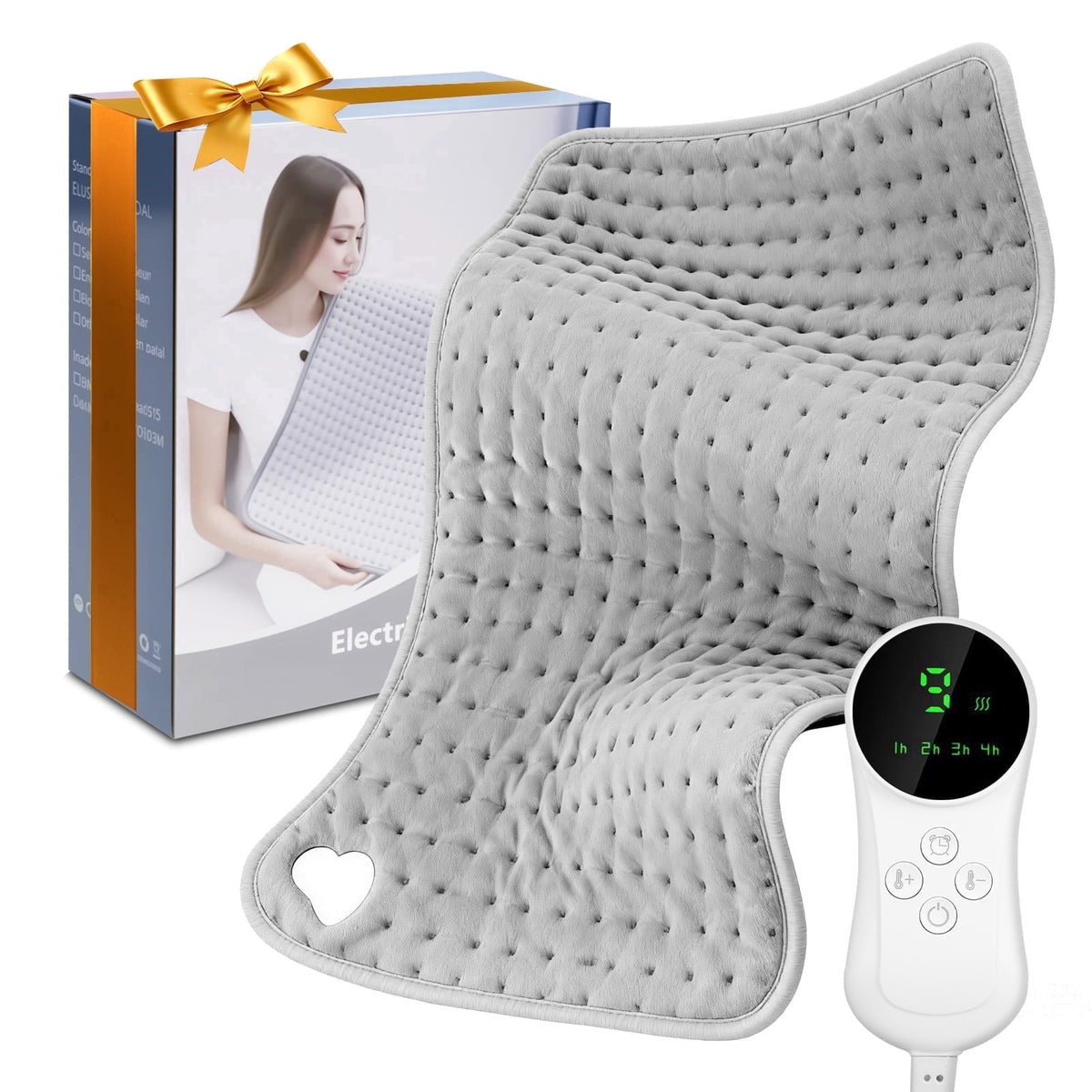 Heating Blanket 9 Heat Levels & 4 Timers Ultra-Soft Fast Heating Extra Large 33” x 17” Electric Warming Pad for Back, Neck, Shoulders & Legs