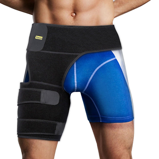 Hip Brace Thigh Compression Sleeve Hamstring Support Wrap Adjustable Neoprene Groin Wrap Great for Running, Sports, Groin Pulls, Pulled Muscles, Sciatic Nerve Pain Relief, Hip Flexor for Men Women
