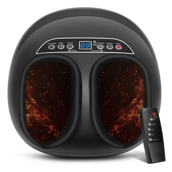 Foot Massager Machine with Heat & Remote, Deep Kneading Therapy, Air Compression, Improve Blood Circulation and Foot Wellness,Relax for Home Office, Black