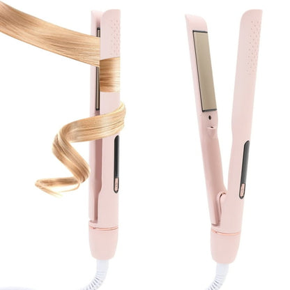 Flat Iron Hair Straightener and Curler 2 in 1, Fast Heating PTC Straightening Curling Iron with 4 Adjustable Temp and Automatic Shut Off