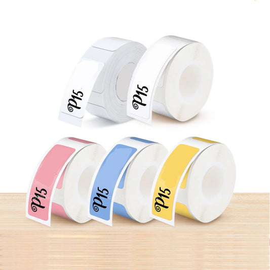 Label Maker Tape 15 × 30mm Self-Adhesive Sticker Thermal Paper, 1 Roll Replacement Label Paper for Mini Label Printer Inkless, White