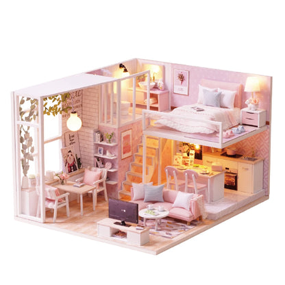DIY Miniature Dollhouse Kit with LED Light Furniture Wood Mini Doll House Kit for Girls Adult Teens Birthday Christmas Collectibles Unique Gifts