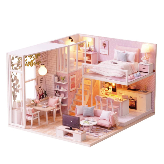DIY Miniature Dollhouse Kit with LED Light Furniture Wood Mini Doll House Kit for Girls Adult Teens Birthday Christmas Collectibles Unique Gifts