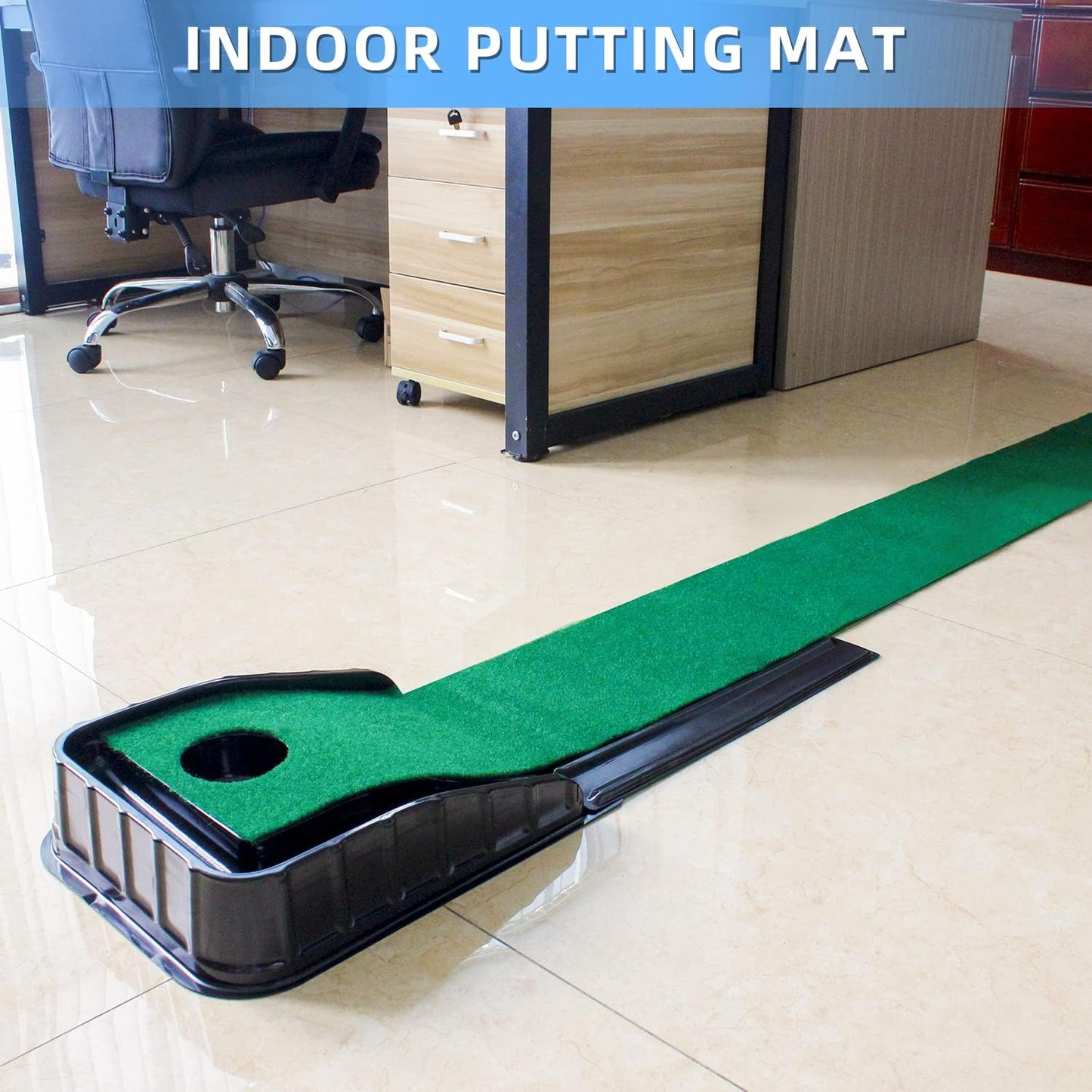 Golf Putting Green, 8.5FT Indoor Golf Putting Mat with Auto Ball Return, Golf Putting Set Mini Golf Game for Home Office Backyard Party, Golf Gifts for Men