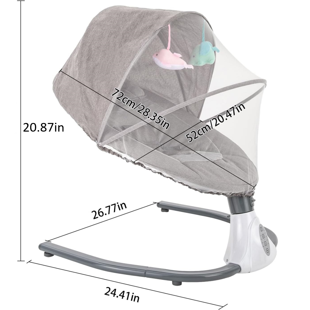 Electric Baby Swing for Infants, Baby Swing Rocker Bouncer with 4 Rocking Speed, 3 Seat Positions Adjustment, Remote Control Baby Swing Rocker for Infants to Toddler 0-18 Months(Gray)