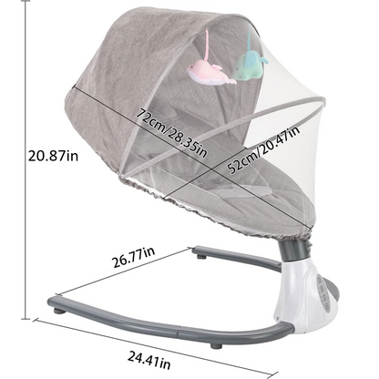 Electric Baby Swing for Infants, Baby Swing Rocker Bouncer with 4 Rocking Speed, 3 Seat Positions Adjustment, Remote Control Baby Swing Rocker for Infants to Toddler 0-18 Months(Gray)