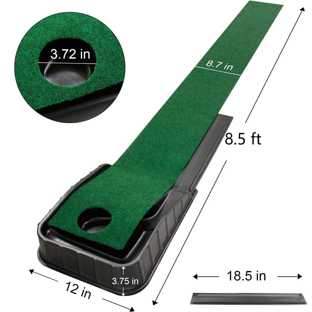 Golf Putting Green, 8.5FT Indoor Golf Putting Mat with Auto Ball Return, Golf Putting Set Mini Golf Game for Home Office Backyard Party, Golf Gifts for Men