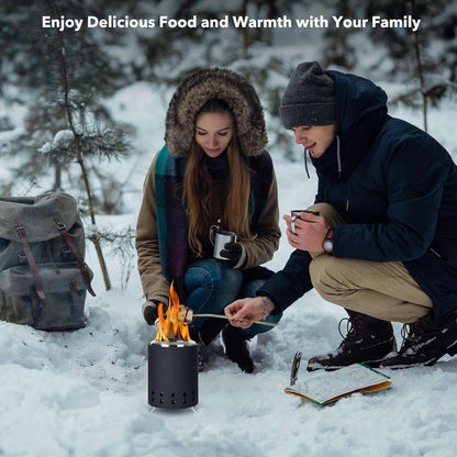 Tabletop Fire Pit with Portable Bag, Portable Smokeless Mini Fire Pit, Wood or Pellets Dual Fuel, Stainless Steel Fire Pit for Camping/Parties/Yard Entertainment, Black
