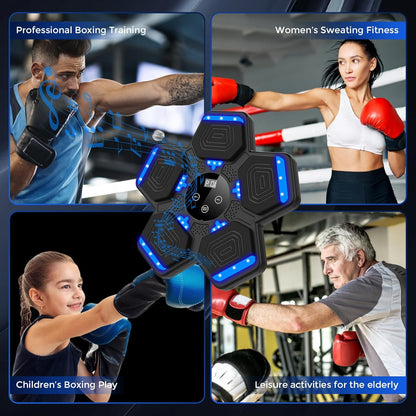 Music Boxing Machine for Kids, Smart Bluetooth Boxing Machine with Boxing Gloves, Wall Mounted Electronic Boxing Training Punching Equipment with Display Screen, Workout Machine for Home Indoor Gym