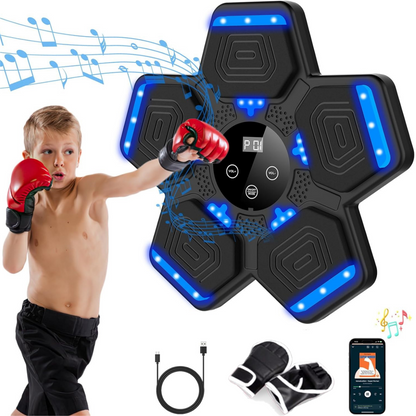 Music Boxing Machine for Kids, Smart Bluetooth Boxing Machine with Boxing Gloves, Wall Mounted Electronic Boxing Training Punching Equipment with Display Screen, Workout Machine for Home Indoor Gym