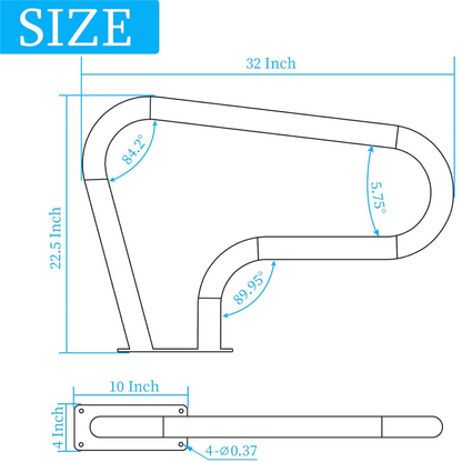 31.5"x22.2" Pool Handrail, Swimming Pool Stair Rail Mounted Pool Rail with Base Plate, 304 Stainless Steel Safety Rail for Pools Spas, 375 lbs Load Capacity