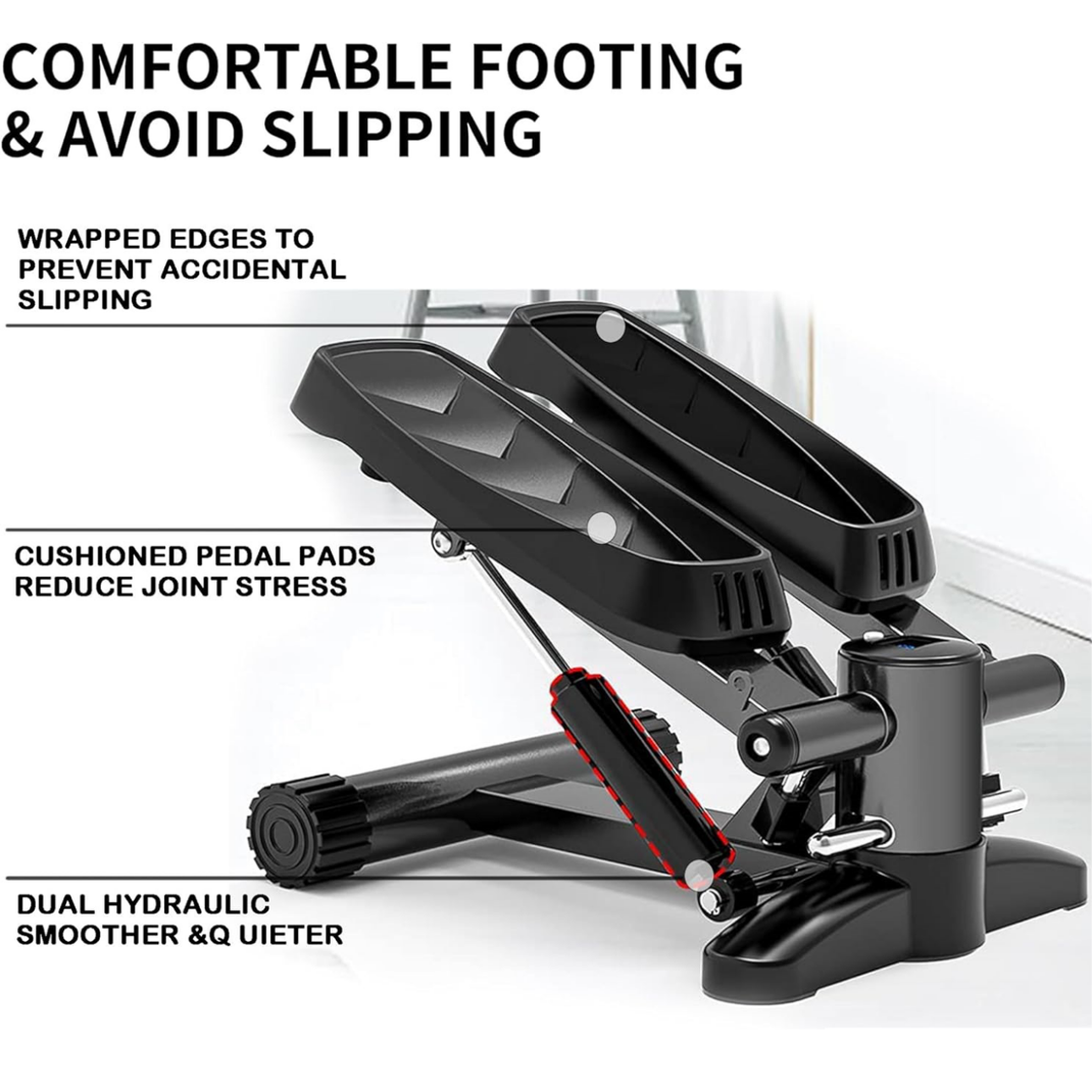 Eotvia Steppers for Exercise, Portable Mini Stepper with Resistance Bands for Home Gym Cardio, Air Stepper Climber Machine with Digital Monitor, Anti-slip Mat, Under Desk Exercise Machine, Max 330lbs