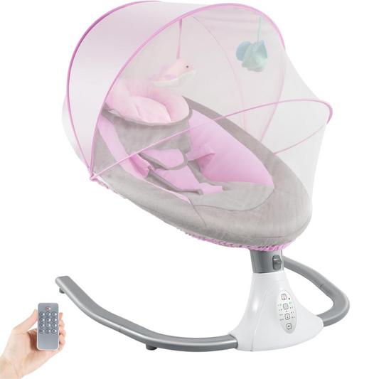 Baby Swings for Infants to Toddler, Electric Baby Swing, Bluetooth Enabled Portable Baby Rocker with Remote Control, 4 Swing Speeds & 12 Lullabies for Newborns 0-18 Months(Pink)