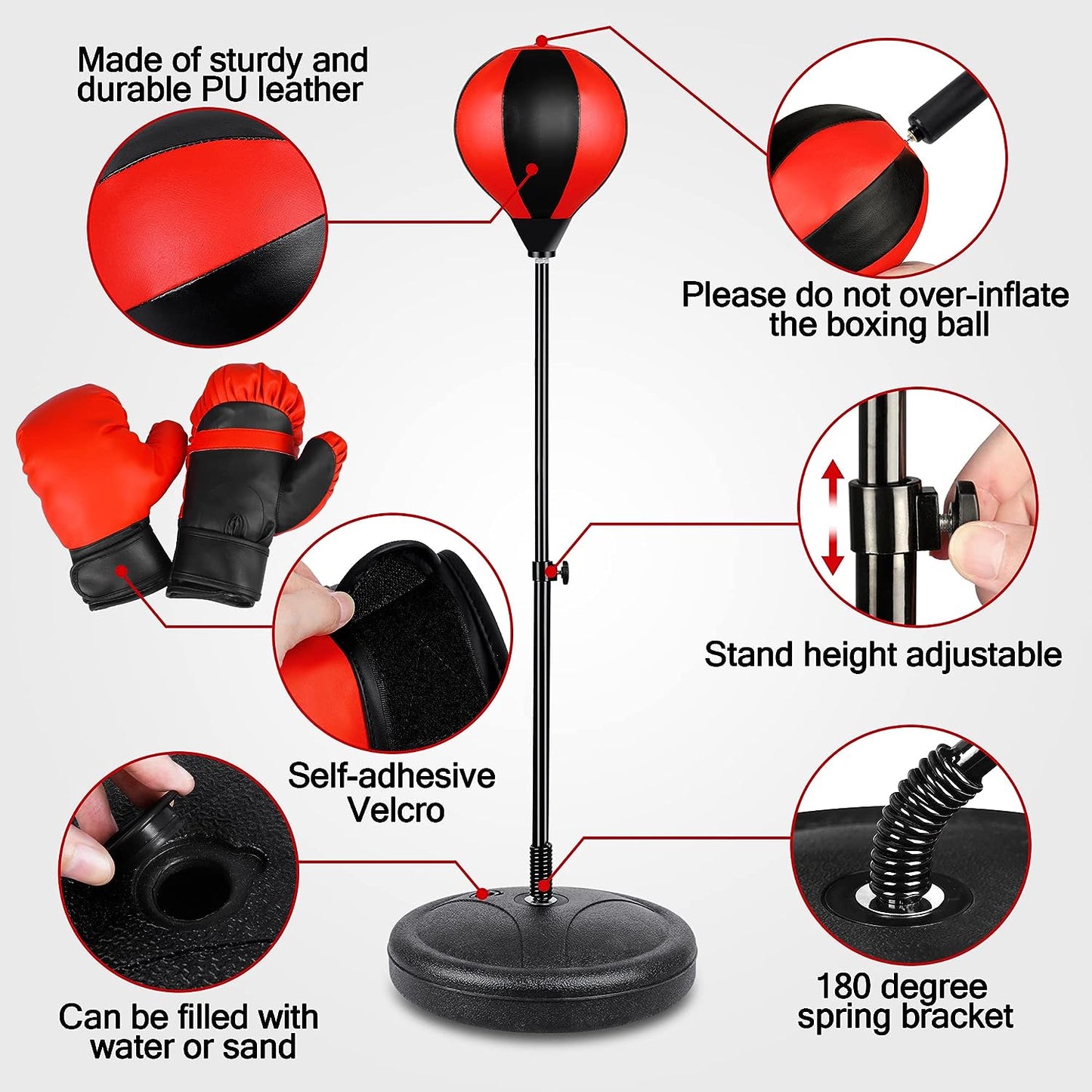 Eotvia Punching Bag for Kids, Freestanding Boxing Set with Junior Gloves, 41 Inch Height Adjustable Punching Bag with Stand, Sport Game Toys for Boys Girls 3-10 Years Perfect for Exercise and Fitness