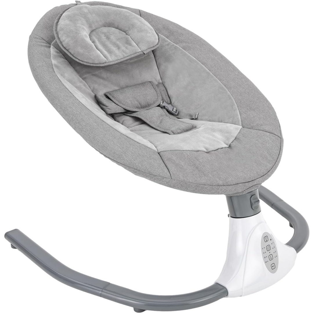 Electric Baby Swing for Infants, Baby Swing Rocker Bouncer with 4 Rocking Speed, 3 Seat Positions Adjustment, Remote Control Baby Swing Rocker for Infants to Toddler 0-18 Months(Gray)