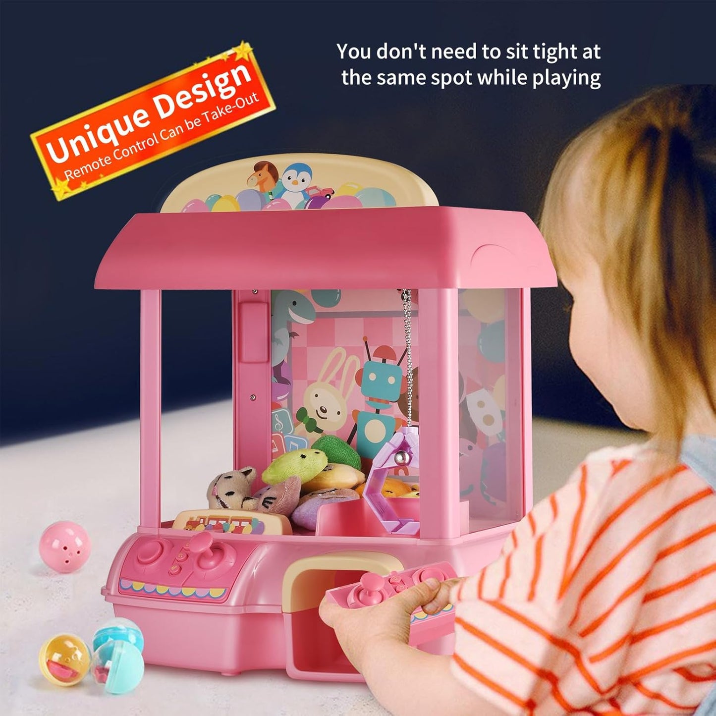 Automatic Claw Machine, Vending Prize Machine Dispenser with LED Light & Adjustable Sound,Christmas Birthday Gift for Boys Girls Age 3+ Exercise Hand-Brain