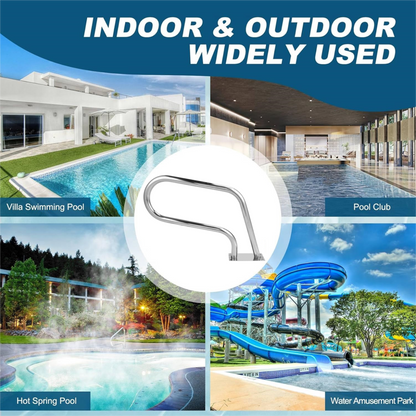 31.5"x22.2" Pool Handrail, Swimming Pool Stair Rail Mounted Pool Rail with Base Plate, 304 Stainless Steel Safety Rail for Pools Spas, 375 lbs Load Capacity