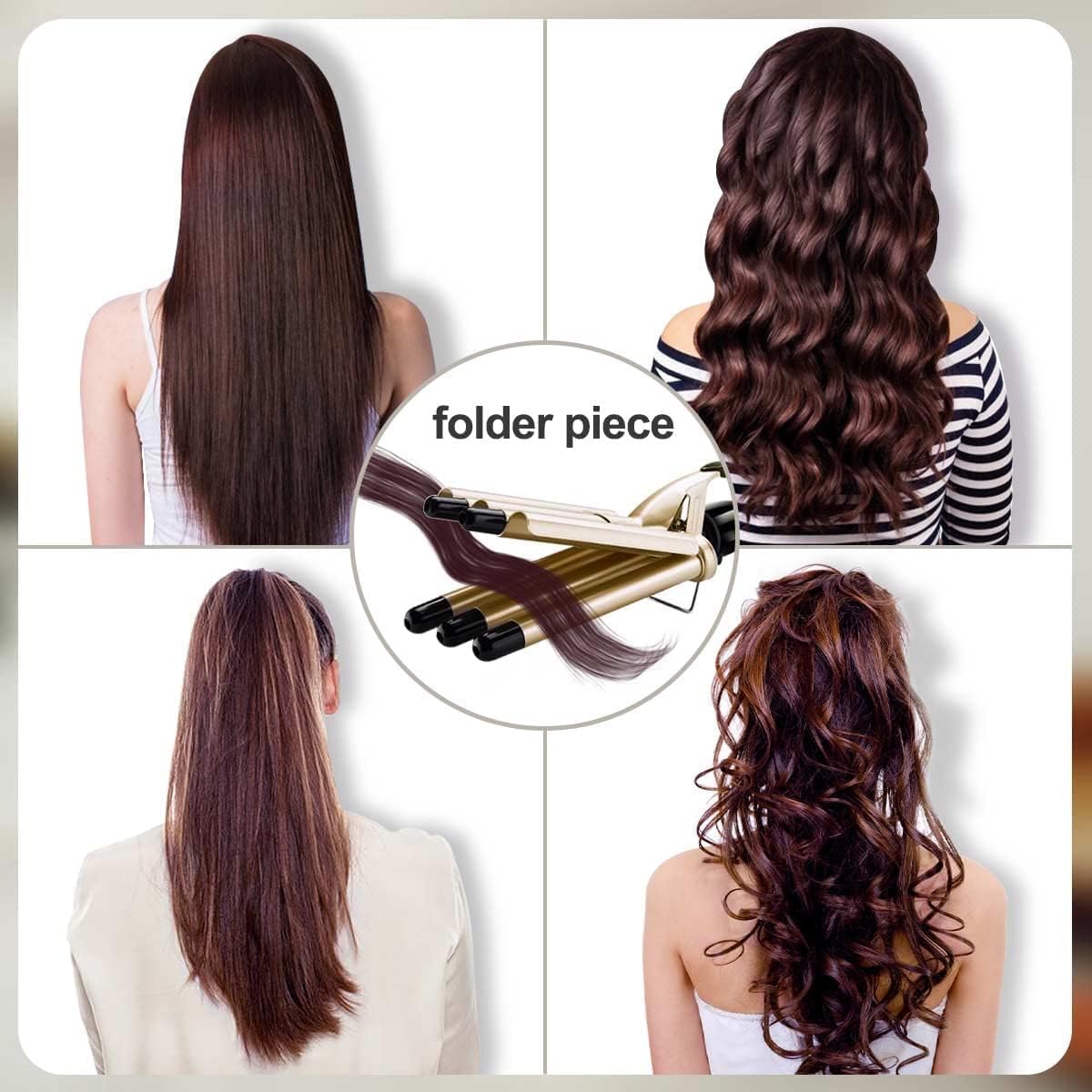 Hair Curler Wand, Gold Hair Curling Iron Anti Slip Safe Adjustable Temperature 360 Rotating Cord For Hair Salon