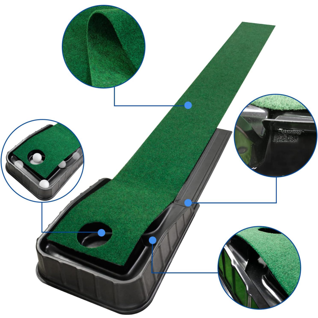Golf Putting Green, 8.5FT Indoor Golf Putting Mat with Auto Ball Return, Golf Putting Set Mini Golf Game for Home Office Backyard Party, Golf Gifts for Men