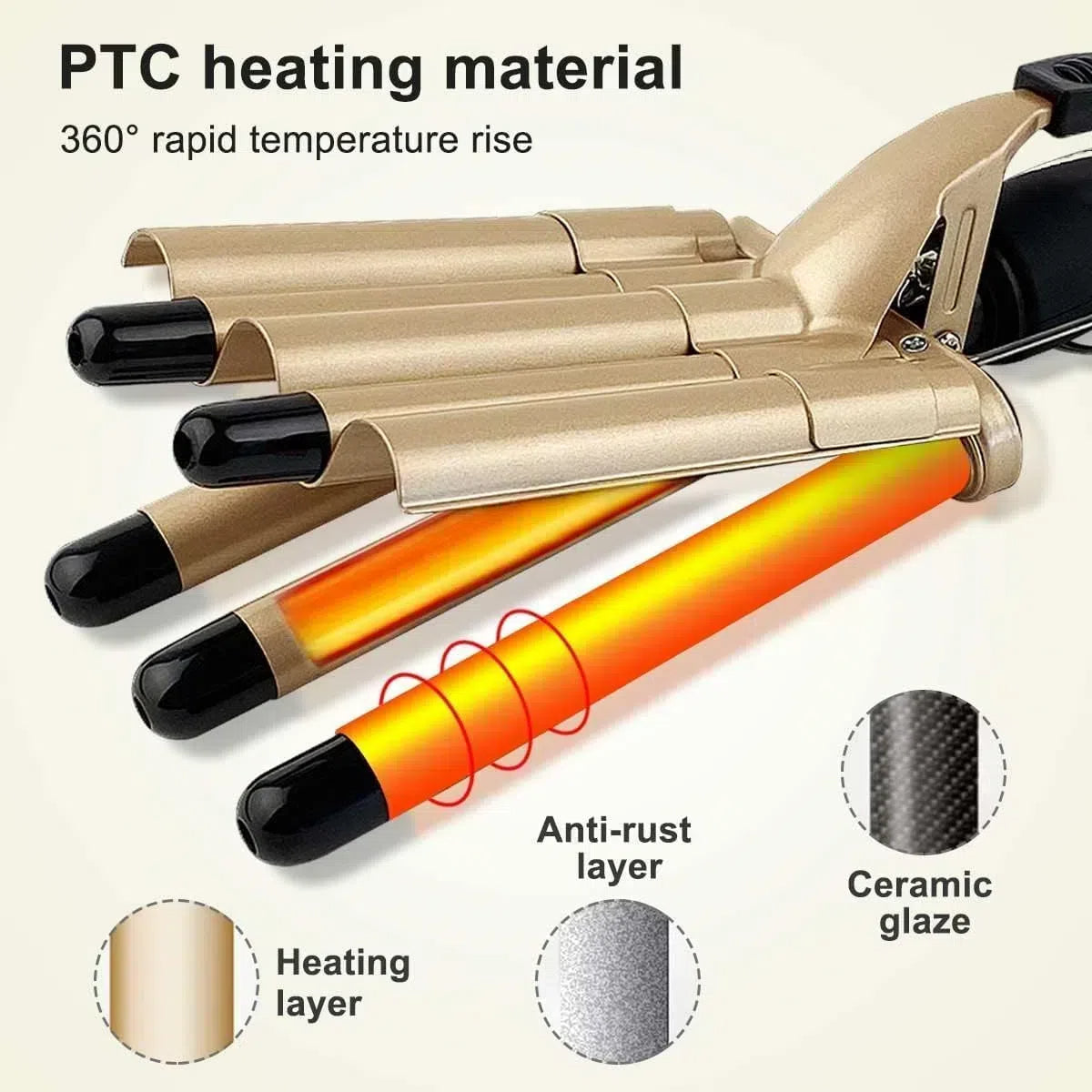 5 Barrel Hair Curling Iron, Digital Display Long Lasting US Plug 110-240V 5 Barrel Hair Crimper Iron For Daily Use