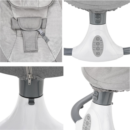 Electric Baby Swing for Infants, Baby Swing Rocker Bouncer with 4 Rocking Speed, 3 Seat Positions Adjustment, Remote Control Baby Swing Rocker for Infants to Toddler 0-18 Months(Gray)