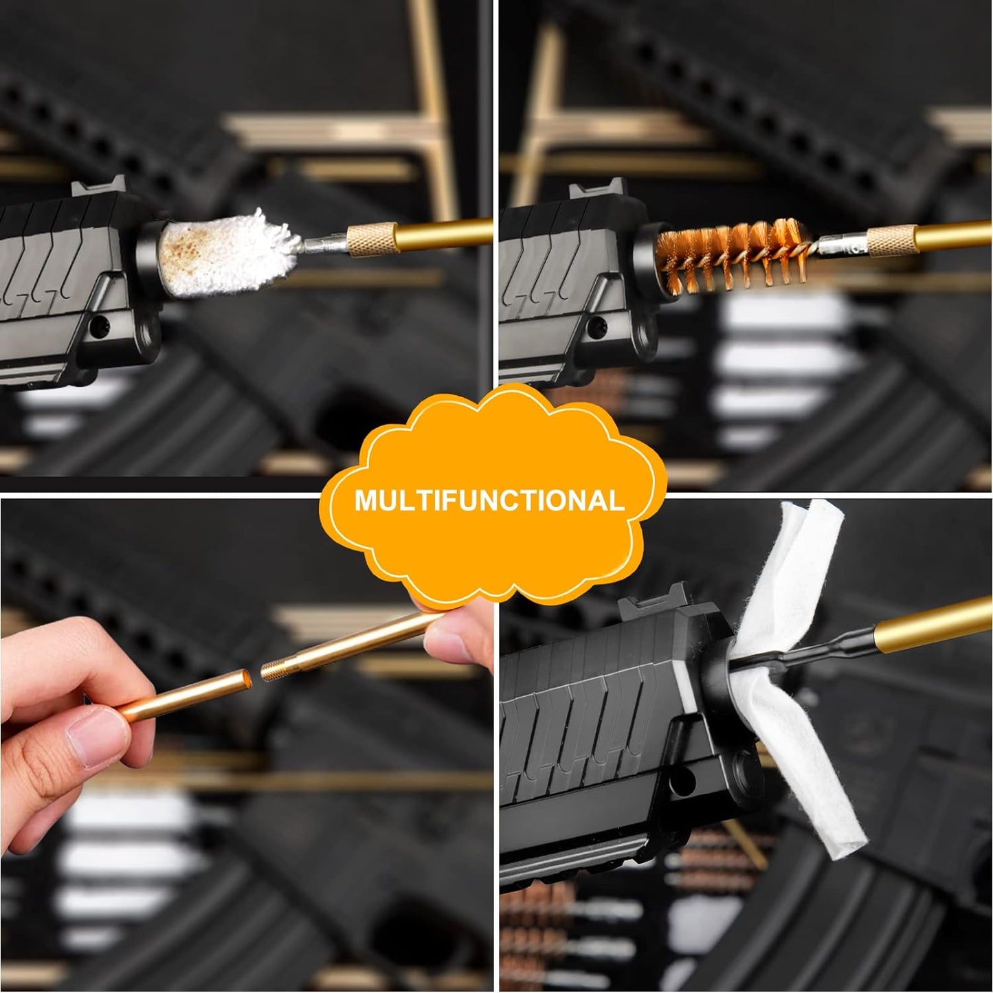 58 Pieces Gun Cleaning Kit, Universal Gun Cleaning Kit for All Caliber Pistol Rifle Handgun Shotgun, Hunting Cleaning Kits with Brass Rods and Tough Carrying Case, Gun Accessories Gifts for Men