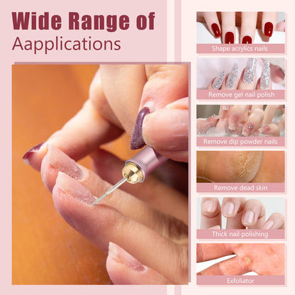 Portable Electric Nail Drill Manicure Pedicure Polishing Shape Tools for Nail Care Beauty Home Salon Use - 35000RPM, Pink