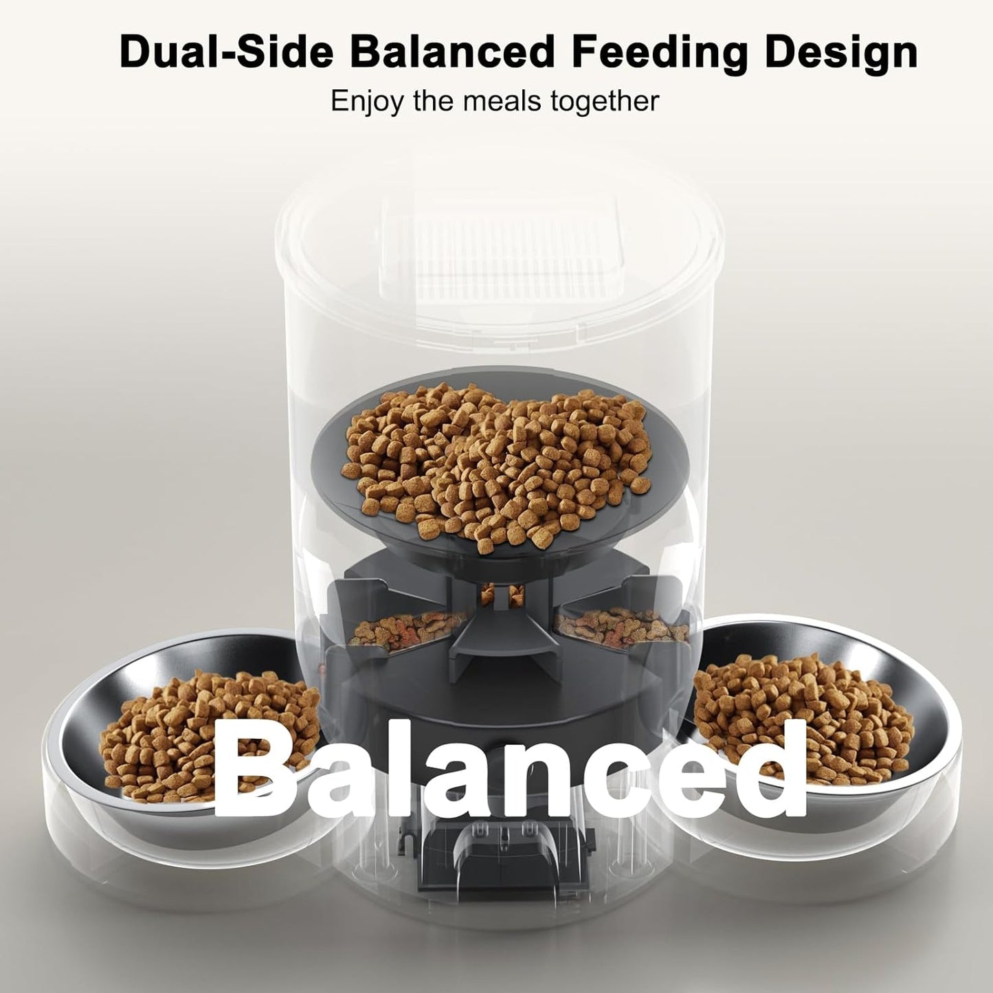 Automatic Cat Feeder, Easy Cleaning Voice Reminder Timed Cat Feeder Dual Power Supply Dual Bowl for Household