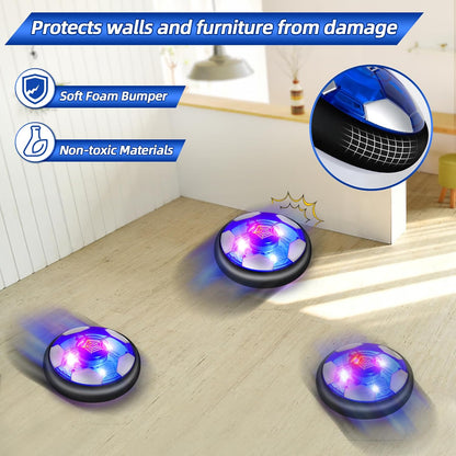 Hover Soccer Ball for Kids, 4-in-1 Air Floating Soccer Toy Set, Rechargeable Hover Soccer & Hockey Ball with LED Light, Indoor Outdoor Toys for Kids, Sport Toys Gift for Boys Girls 3 to 12 Years Old