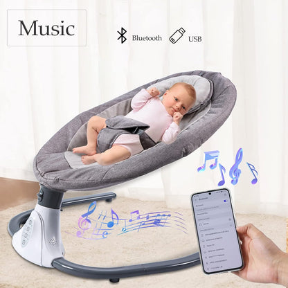 Electric Baby Swing for Infants, Baby Swing Rocker Bouncer with 4 Rocking Speed, 3 Seat Positions Adjustment, Remote Control Baby Swing Rocker for Infants to Toddler 0-18 Months(Gray)