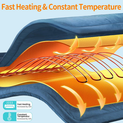 Heating Pad for Neck and Shoulders , with 10 Heat Settings, 3 Timer Settings, Auto Shut Off, Machine Washable, 17"x 23" Blue Weighted Heating Pad for Neck Shoulder Back, Christmas Gift