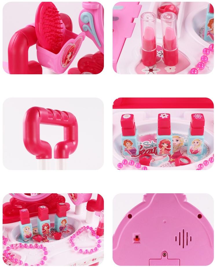 Toddler Vanity Set, 3 in 1 Pretend Princess Girls Vanity Table with Mirror, Lights, Cosmetics and Hair Dryer, Kids Makeup Table Toys Gift for Girls Toddlers Ages 2 3 4 5 6, Pink