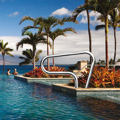 31.5"x22.2" Pool Handrail, Swimming Pool Stair Rail Mounted Pool Rail with Base Plate, 304 Stainless Steel Safety Rail for Pools Spas, 375 lbs Load Capacity