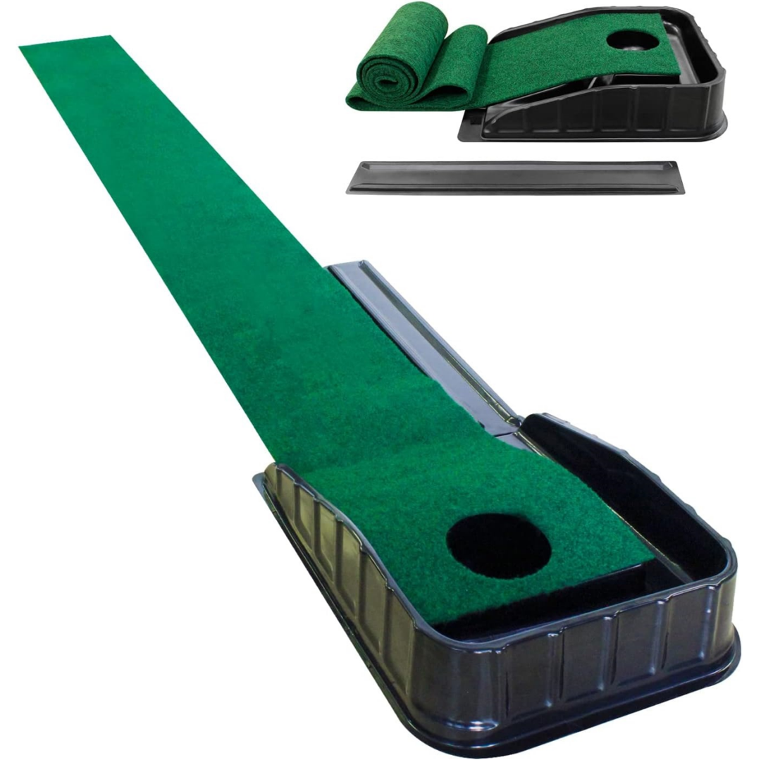 Golf Putting Green, 8.5FT Indoor Golf Putting Mat with Auto Ball Return, Golf Putting Set Mini Golf Game for Home Office Backyard Party, Golf Gifts for Men