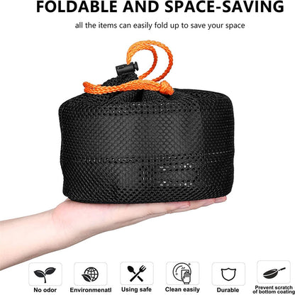 13pcs Camping Cookware Set with Mini Stove, Aluminum Camping Cookware Kit, Folding Camping Cooking Set with Non-stick Pot Pan Teapot Storage Bag for Camping Backpacking Outdoor Cooking Picnic