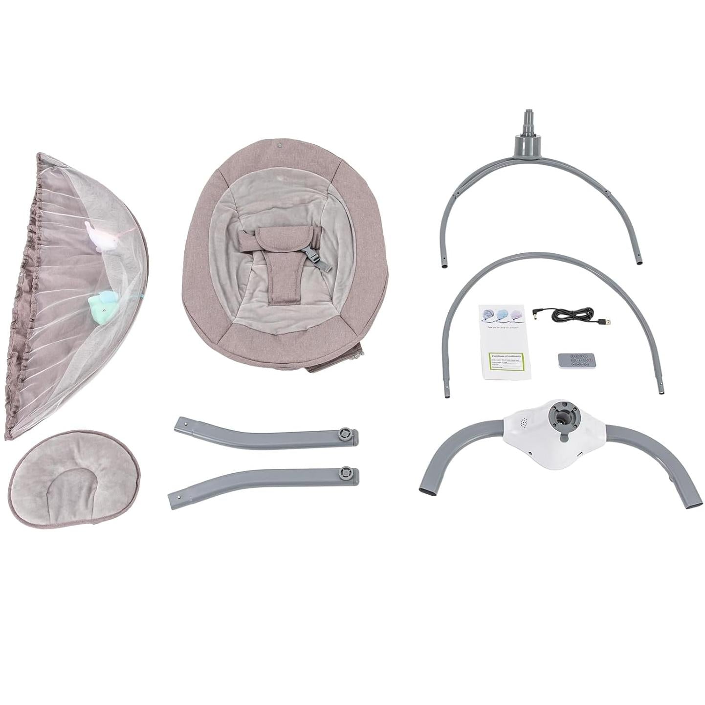 Electric Baby Swing for Infants, Baby Swing Rocker Bouncer with 4 Rocking Speed, 3 Seat Positions Adjustment, Remote Control Baby Swing Rocker for Infants to Toddler 0-18 Months(Gray)