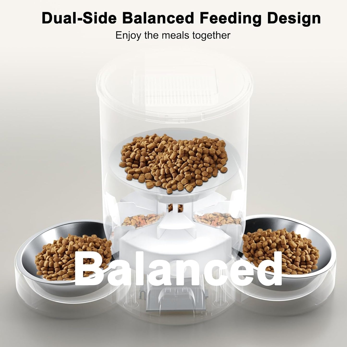 Automatic Cat Feeder, Easy Cleaning Voice Reminder Timed Cat Feeder Dual Power Supply Dual Bowl for Household